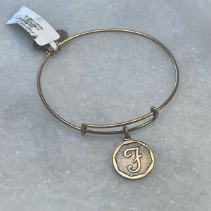 Alex & Ani NWT Adjustable Charm Bracelet Initial F Brass 113
